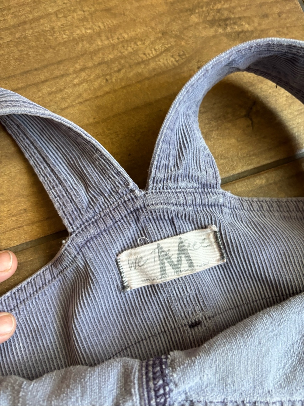 Free People Lavender Corduroy Wide Leg Overalls Bib Pants - Picture 5 of 14